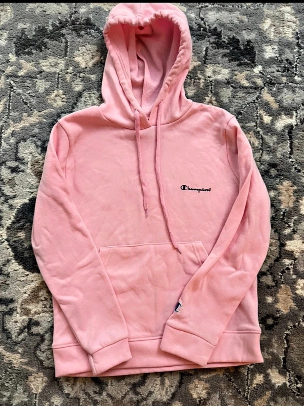 Champion Script Logo Pullover Hoodie Pink Medium
